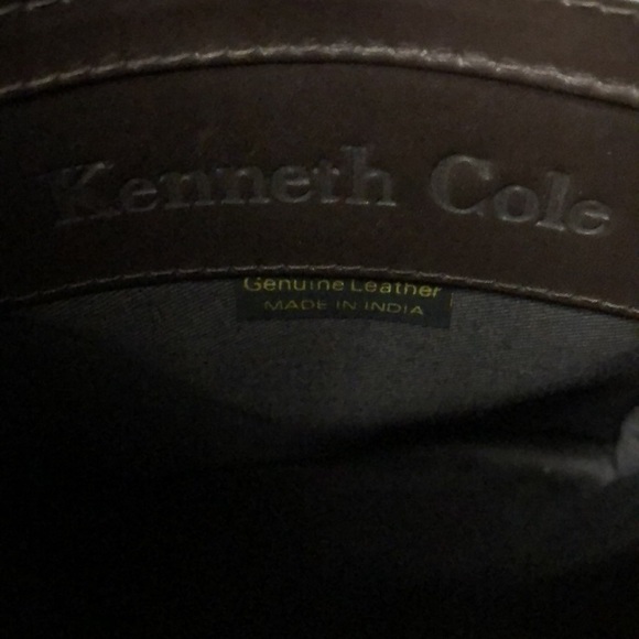 KENNETH COLE dark brown soft leather crossbody handbag. 5 compartments on bag. - Picture 12 of 14